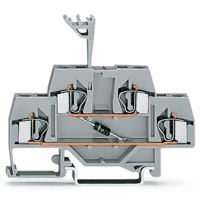 Component terminal block, double-deck, with diode 1N4007, Anode, bottom, for DIN-rail 35 x 15 and 35 x 7.5, 4 mm², CAGE CLAMP®