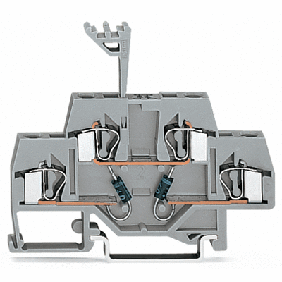 Component terminal block, double-deck, with 2 diodes 1N4007, Bottom anode, for DIN-rail 35 x 15 and 35 x 7.5, 4 mm², CAGE CLAMP®