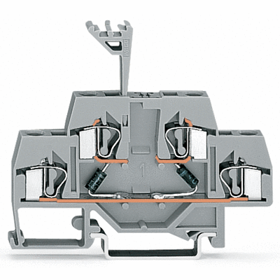 Component terminal block, double-deck, with 2 diodes 1N4007, Bottom anode, for DIN-rail 35 x 15 and 35 x 7.5, 4 mm², CAGE CLAMP®
