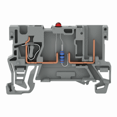 1-conductor/1-pin component carrier terminal block, LED (red), 24 VDC, for DIN-rail 35 x 15 and 35 x 7.5, 4 mm², CAGE CLAMP®