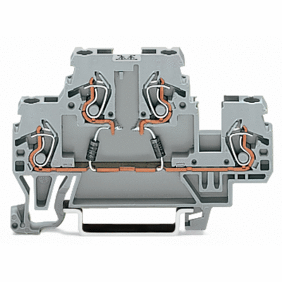 Component terminal block, double-deck, with 2 diodes 1N4007, Bottom anode, for DIN-rail 35 x 15 and 35 x 7.5, 2.5 mm², CAGE CLAMP®