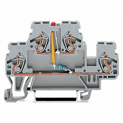 Component terminal block, double-deck, LED (red), 24 VDC, for DIN-rail 35 x 15 and 35 x 7.5, 2.5 mm², CAGE CLAMP®