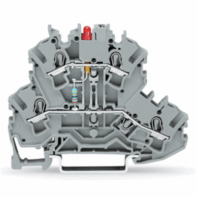 DOUBLE DECK LED TERMINAL BLOCK CENTRE MARKING DC 24 V WITH RED LED