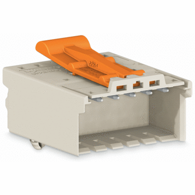 Male connector with snap-in mounting feet Pin spacing 3.5 mm / 0.138 in