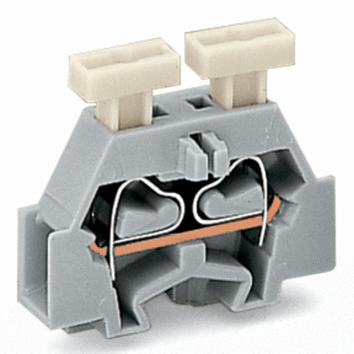 2-conductor terminal block, on both sides with push-button, with fixing flange, 1-pole, for screw or similar mounting types, Fixing hole 3.2 mm Ø, 2.5 mm², CAGE CLAMP®