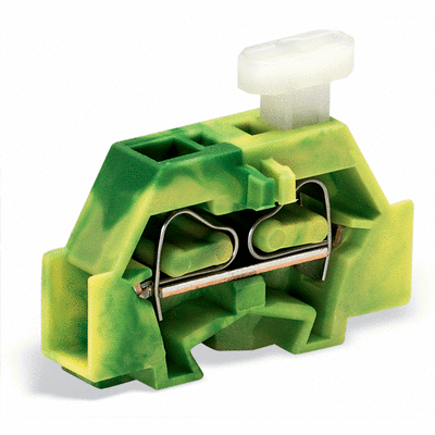 2-conductor terminal block, on one side with push-button, with fixing flange, 1-pole, for screw or similar mounting types, Fixing hole 3.2 mm Ø, 2.5 mm², CAGE CLAMP®