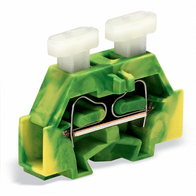 2-conductor terminal block, on both sides with push-button, with fixing flange, 1-pole, for screw or similar mounting types, Fixing hole 3.2 mm Ø, 2.5 mm², CAGE CLAMP®