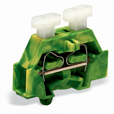 2-conductor terminal block, on both sides with push-button, with snap-in mounting foot, 1-pole, for plate thickness 0.6 - 1.2 mm, Fixing hole 3.5 mm Ø, 2.5 mm², CAGE CLAMP®