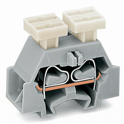 4-conductor terminal block, on both sides with push-button, with fixing flange, 1-pole, for screw or similar mounting types, Fixing hole 3.2 mm Ø, 2.5 mm², CAGE CLAMP®