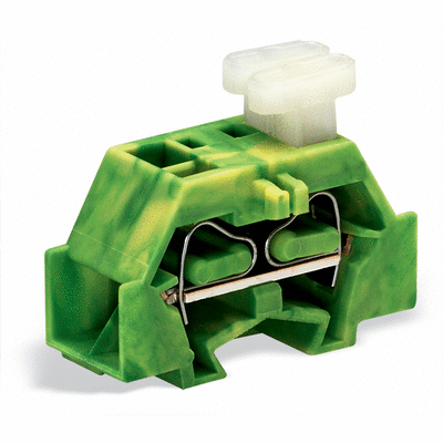 4-conductor terminal block, on one side with push-buttons, with fixing flange, 1-pole, for screw or similar mounting types, Fixing hole 3.2 mm Ø, 2.5 mm², CAGE CLAMP®