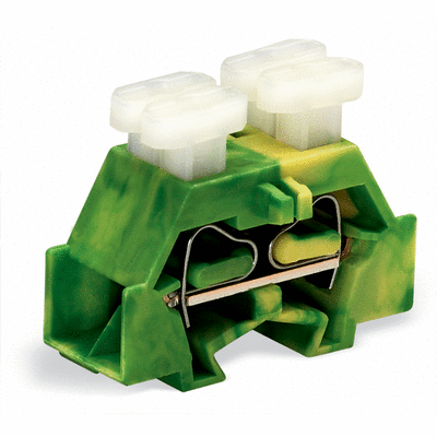 4-conductor terminal block, on both sides with push-buttons, with fixing flange, 1-pole, for screw or similar mounting types, Fixing hole 3.2 mm Ø, 2.5 mm², CAGE CLAMP®