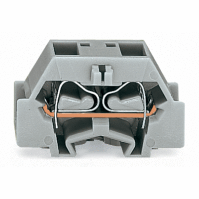 4-conductor terminal block, without push-buttons, with snap-in mounting foot, 1-pole, for plate thickness 0.6 - 1.2 mm, Fixing hole 3.5 mm Ø, 2.5 mm², CAGE CLAMP®