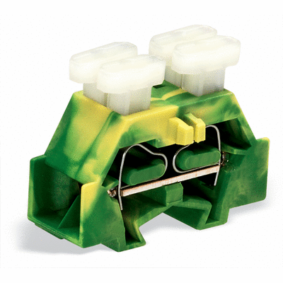 4-conductor terminal block, on both sides with push-buttons, with snap-in mounting foot, 1-pole, for plate thickness 0.6 - 1.2 mm, Fixing hole 3.5 mm Ø, 2.5 mm², CAGE CLAMP®
