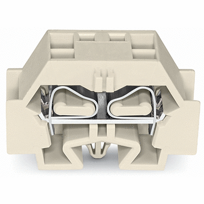 4-conductor terminal block, without push-buttons, suitable for Ex e II applications, with snap-in mounting foot, 1-pole, for plate thickness 0.6 - 1.2 mm, Fixing hole 3.5 mm Ø, 4 mm², CAGE CLAMP®