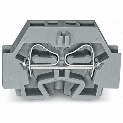2-conductor terminal block, without push-buttons, with fixing flange, 1-pole, for screw or similar mounting types, Fixing hole 3.2 mm Ø, 4 mm², CAGE CLAMP®