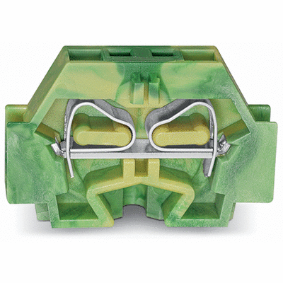 2-conductor terminal block, without push-buttons, with fixing flange, 1-pole, for screw or similar mounting types, Fixing hole 3.2 mm Ø, 4 mm², CAGE CLAMP®