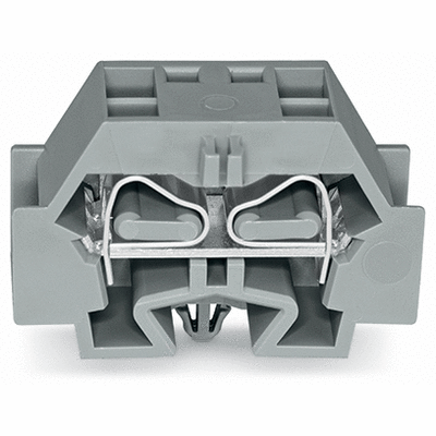 4-conductor terminal block, without push-buttons, with snap-in mounting foot, 1-pole, for plate thickness 0.6 - 1.2 mm, Fixing hole 3.5 mm Ø, 4 mm², CAGE CLAMP®