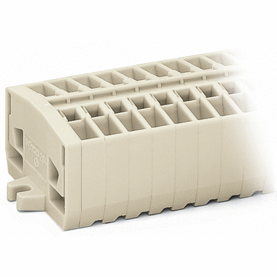 2-conductor terminal strip, without push-buttons, suitable for Ex e II applications, with fixing flanges, for screw or similar mounting types, Fixing hole 3.2 mm Ø, 2.5 mm², CAGE CLAMP®
