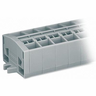 4-conductor terminal strip, without push-buttons, with fixing flanges, for screw or similar mounting types, Fixing hole 3.2 mm Ø, 2.5 mm², CAGE CLAMP®