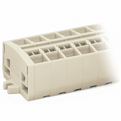 4-conductor terminal strip, without push-buttons, suitable for Ex e II applications, with fixing flanges, for screw or similar mounting types, Fixing hole 3.2 mm Ø, 2.5 mm², CAGE CLAMP®