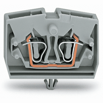 2-conductor terminal block, without push-buttons, with snap-in mounting foot, 1-pole, for plate thickness 0.6 - 1.2 mm, Fixing hole 3.5 mm Ø, 2.5 mm², CAGE CLAMP®