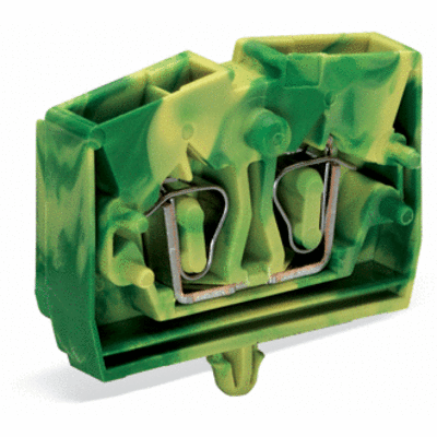 2-conductor terminal block, without push-buttons, with snap-in mounting foot, 1-pole, for plate thickness 0.6 - 1.2 mm, Fixing hole 3.5 mm Ø, 2.5 mm², CAGE CLAMP®