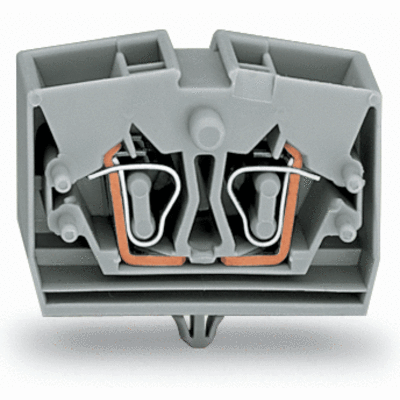 4-conductor terminal block, without push-buttons, with snap-in mounting foot, 1-pole, for plate thickness 0.6 - 1.2 mm, Fixing hole 3.5 mm Ø, 2.5 mm², CAGE CLAMP®