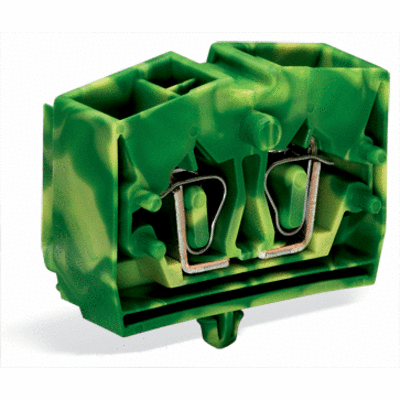 4-conductor terminal block, without push-buttons, with snap-in mounting foot, 1-pole, for plate thickness 0.6 - 1.2 mm, Fixing hole 3.5 mm Ø, 2.5 mm², CAGE CLAMP®
