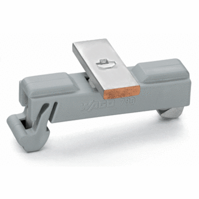 Carrier with grounding foot, parallel to carrier rail, 25 mm long, Cu 10 mm x 3 mm, suitable for 790-108 and 790-116