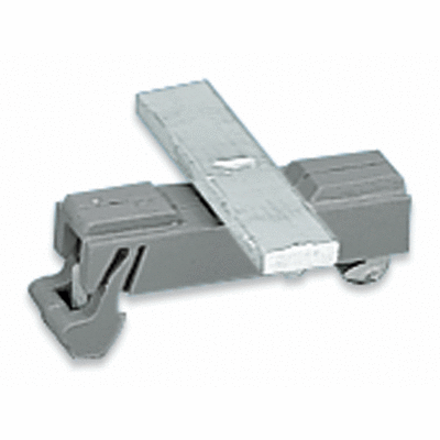 Carrier with grounding foot, parallel to carrier rail, 45 mm long, Cu 10 mm x 3 mm, suitable for 790 Series shield clamping saddles and 791 Series shield clamps