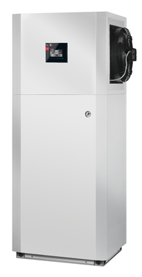Compact air-to-water heat pump for indoor installation. 8 kW heat output