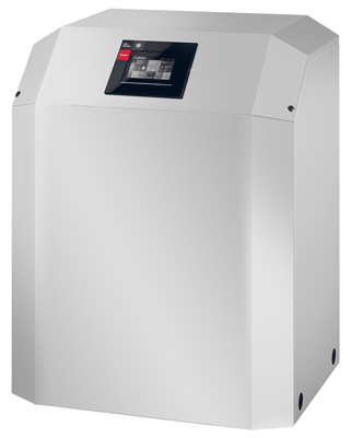 Highly efficient brine-to-water heat pump for indoor installation. 14 kW heat output