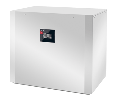 Highly efficient brine-to-water heat pump for indoor installation. 26 kW heat output