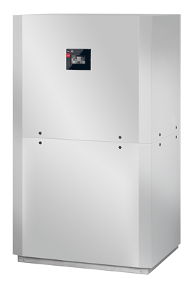 Highly efficient brine-to-water heat pump for indoor installation. 50 kW heat output