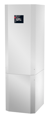 Compact brine-to-water heat pump for indoor installation incl. domestic hot water preparation. 8 kW heat output. 170 l domestic hot water cylinder