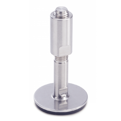 Pied inox, à tige filetée avec méplat et écrou de protection