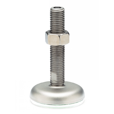 Pied inox à tige filetée avec semelle blanche