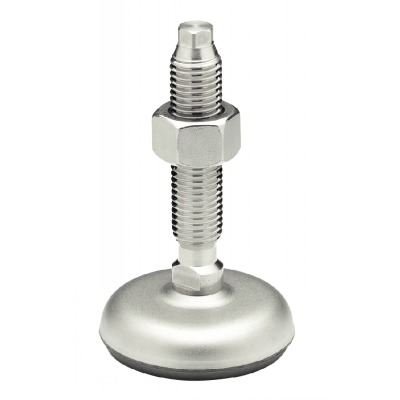 Pied inox à tige filetée avec semelle noire