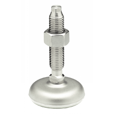 Pied inox à tige filetée avec semelle blanche