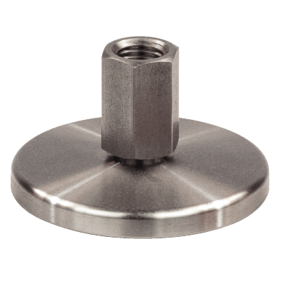 Pied inox taraudé - Sans trous de fixation - Sans semelle