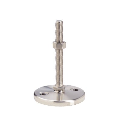 Pied inox, à tige filetée avec six pans - Avec trous de fixation - Sans semelle - Sans écrou
