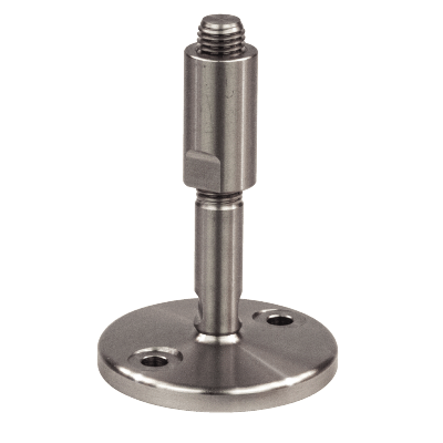 Pied inox, à tige filetée avec méplat et écrou de protection