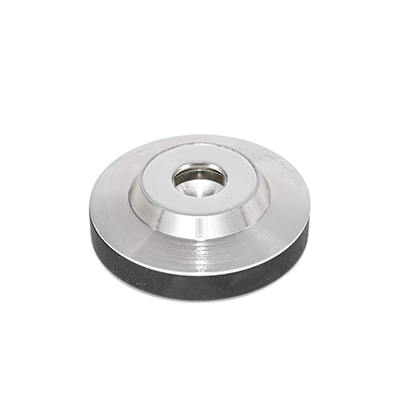 Stainless Steel Foot Plates for Grub Screws DIN 6332, Type R with plastic cap, non-gliding