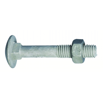 Boulon tête ronde collet carré - DIN 603/555 - Acier classe 4.8 Galvanisé à chaud