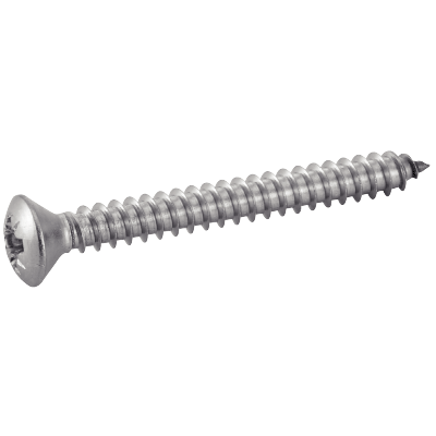 Raised countersunk head tapping screw form C cross recess pozidrive - ISO 7051 DIN 7983 - Stainless steel A4
