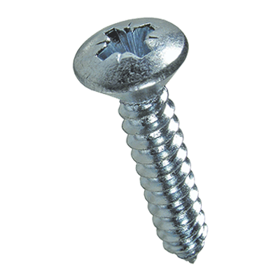 Pozi oval countersunk head tapping screws form Z, with cone end type C (DIN 7983 C; ~ISO 7051), zinc plated blue