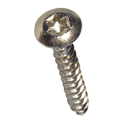 Hexalobular (6 Lobe) socket oval head chipboard screws, fully threaded, steel case-hardened, nickel plated