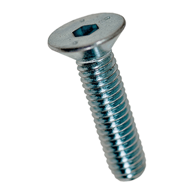 Hex socket flat countersunk head screws fully threaded (DIN 7991; ~ISO 10642), cl. 08.8 / 8.8, zinc plated blue