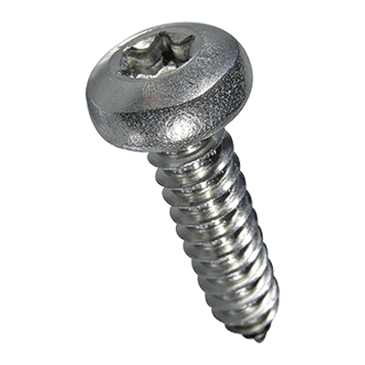 Hexalobular (6 Lobe) socket pan head tapping screws with cone end type C (ISO 14585 C), A2