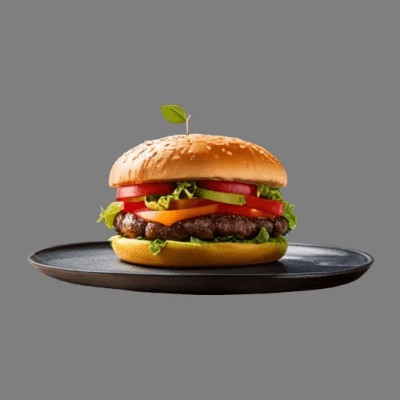 A hamburger is a sandwich consisting of a cooked patty of ground beef, typically served on a sliced bun with lettuce, tomato, onion, pickles, and condiments such as ketchup and mustard.